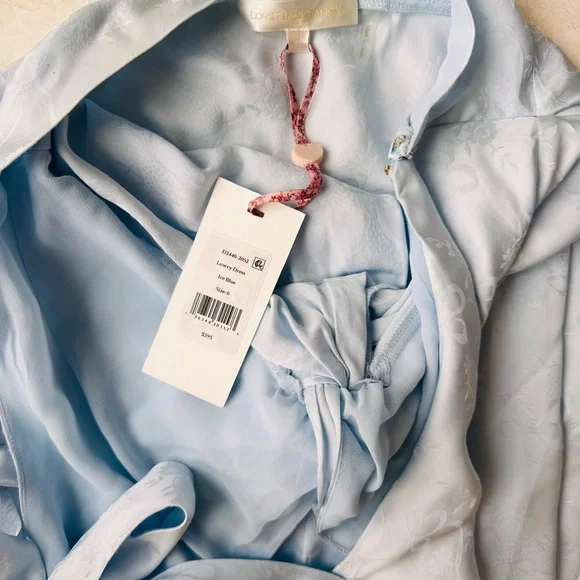 LoveShackFancy Lowry Silk Blend Light Blue Halter Maxi Dress size 0 - Picture 8 of 16